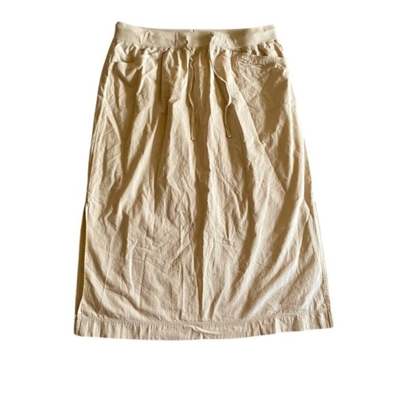 Cotton Ginny 100% Maxi Drawstring Khaki Cargo Skirt Side Slits Pockets Light M - Picture 3 of 5